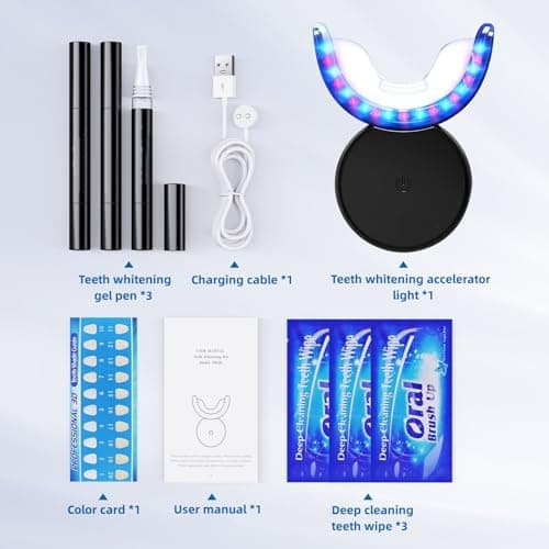 Riatanxi Kit Blanchiment Dentaire Professionnel: Blanchir les Dents Rapidement en 16 Minutes à Maison avec Lampe LED Dent Blanche et Gel Blanchissement un Sourire Blanc pour Dents Sensibles