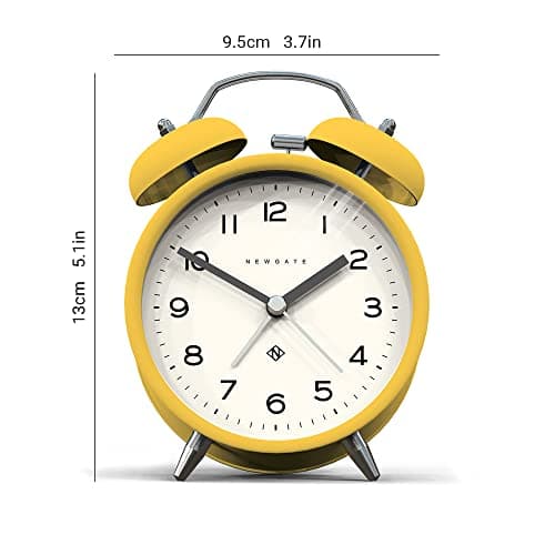 NEWGATE ® Charlie Bell Echo Alarm - Petit Réveil de Chevet Contemporain - Accessoires de Chambre - Réveils - Accessoires de Bureau - Horloge de Chevet - Chiffres Arabes (Jaune)