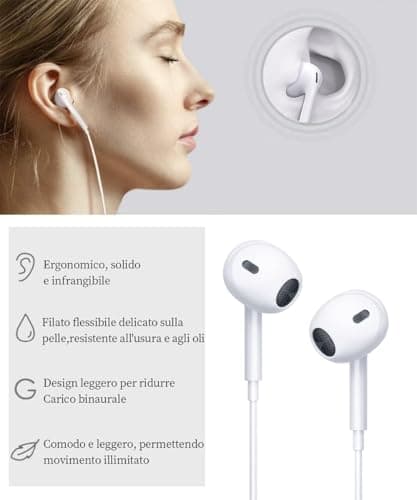 Seseno Ecouteurs Intra-Auriculaires filaires avec Son stéréo,[certifié MFi] contrôle du Volume et Microphone Anti-Bruit, compatibles avec iPhone 14 Pro/13/12/SE/11/8/7 Tous Les systèmes iOS