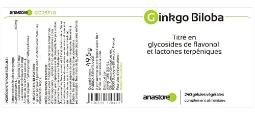 GINKGO BILOBA * 60 mg / 240 gélules * Titré à 24% min. en glycosides de flavonol et à 6% min. en lactones terpéniques * Cardiovasculaire, Cerveau, Immunitaire