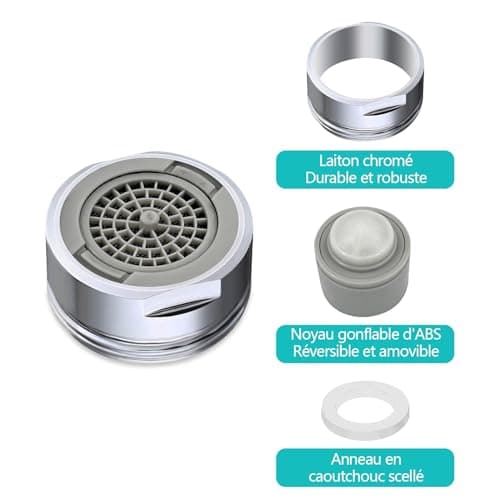 2 Pièces Mousseur Robinet M24 en Laiton, Angle de Sortie D'eau Réglable Aérateur, Filtre de Nettoyage Amovible, Economiseur D'eau pour Robinet, 2Modes D'eau Pétillante, pour Salle de Bain et Cuisine