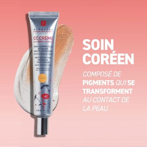 Erborian - CC Crème à la Centella Asiatica - Maquillage et Soin Illuminateur de Teint Haute Définition pour Visage - Protection Solaire SPF 25 - Soin Cosmétique Coréen - Clair 45 ml