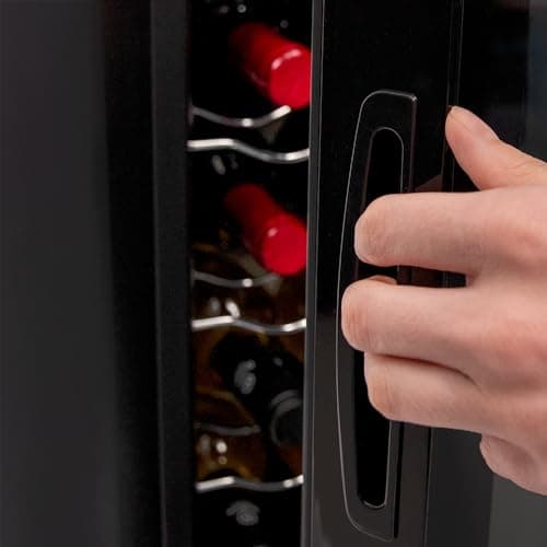 Cecotec Cave a vin Bolero GrandSommelier 1250 CoolCrystal. Cave à vin 12 Bouteilles avec refroidissement thermoélectrique et lumière LED à l'intérieur pour une meilleure conservation.