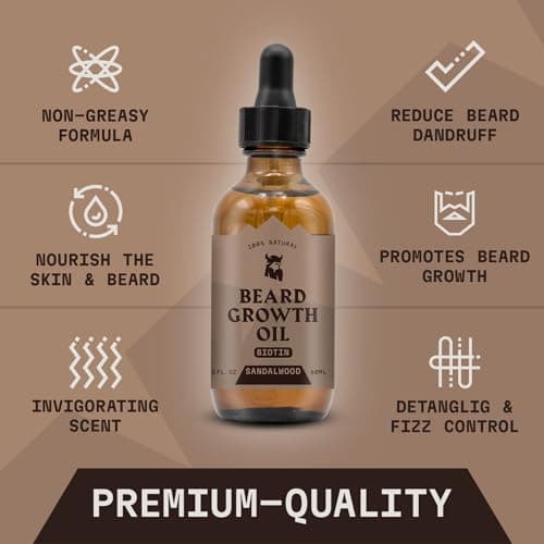 Striking Viking Huile de croissance de barbe avec biotine, 2 Fl Oz (1 pièce) (Santal)