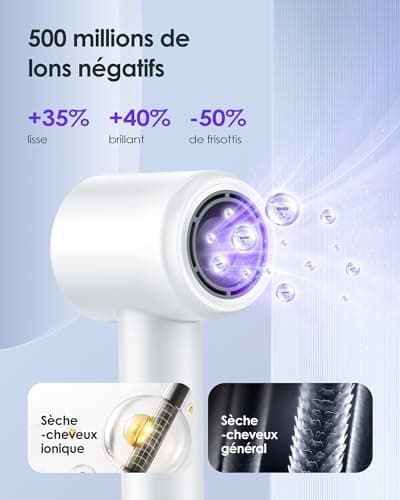 Bopcal Sèche Cheveux Ionique avec Diffuseur - Séchage Rapide 120000rpm Seche Cheveux Haute Vitesse pour les Boucles Sèche, Seche Cheveux Professionnel avec 500 Millions d'ions pour les Voyages