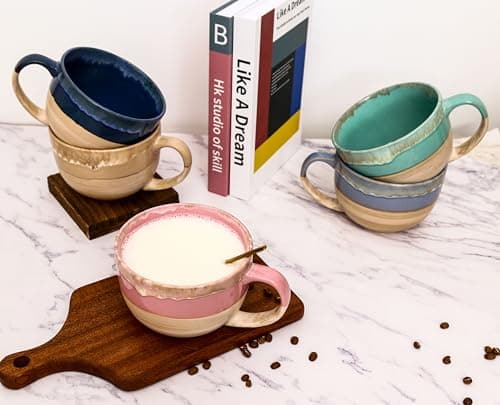 hengshukeji Grandes tasses à café en céramique de 700 ml, bols à soupe avec poignées, tasse à thé extra grande pour bureau et maison