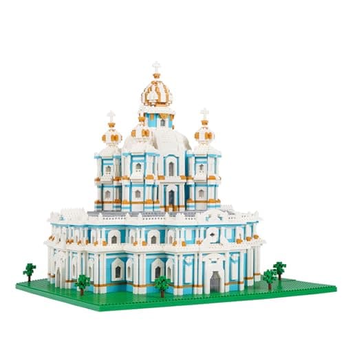 LULUFUN Ensemble de blocs de construction de la cathédrale Smolny, jouets de modèle d'architecture de renommée mondiale, kit de mini blocs pour les amateurs, cadeau pour adultes et enfants 3737 pièces