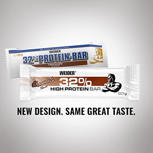 WEIDER 32% Protein Bar, délicieuse barre protéinée enrobée de chocolat fin, haute teneur en protéines, barre énergétique, snack musculation, Fraise, 12 x 60 g