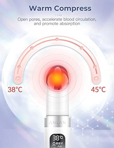 ANLAN Appareil anti Rides Yeux, Masseur pour Yeux 4 modes Anti Cernes Anti Rides Anti Poches, Appareil Soin Yeux Rechargeable avec Affichage LCD(38-45°C) Blanc