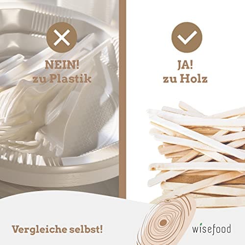 wisefood Lot de 100 bâtonnets de glace en bois naturel de 11 cm