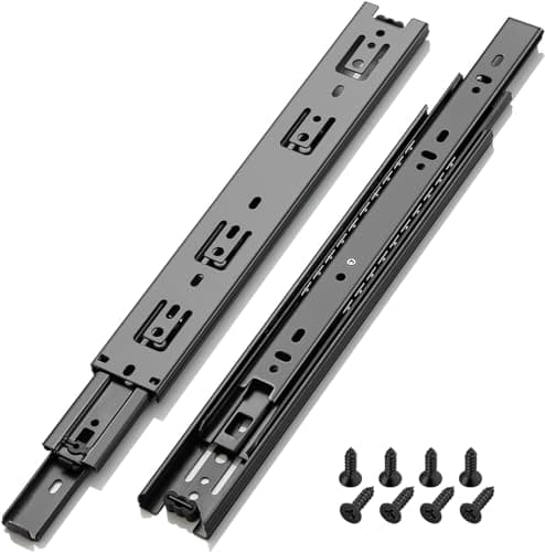 AOLISHENG Glissière de tiroir, capacité de charge jusqu'à 45 KG, avec roulement à billes 200 250 300 350 400 450 500 550 600 mm Extension, 1 Paire (2 pièces)