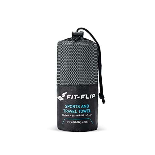 Fit-Flip Serviette Microfibre - Serviette Sport Musculation - Serviette Piscine compacte, Ultra-légère et Rapidement sèche - Serviette de Bain Microfibre (1x 40x80cm Gris)