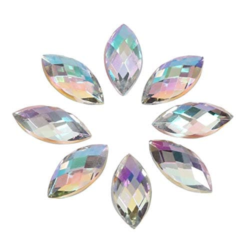 500 pcs AB Gemmes Strass Acrylique Rhinestone à Coudre Oeil de Cheval pour Accessoires Décoration de Vêtement(01Blanc)