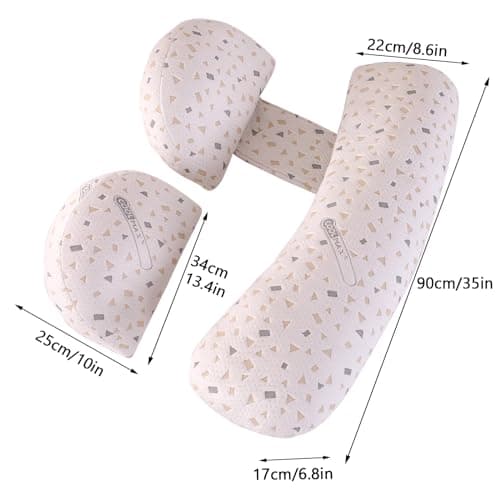 Oreiller de grossesse pour dormir – Oreiller de grossesse pour le dos, les hanches, les jambes, oreiller de maternité doux pour femme enceinte, double cale amovible et réglable avec housse d'oreiller