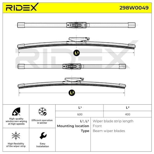 RIDEX Balai d'essuie-glace Kit de Lame d'essuie-glace avec spoiler Avant | | |