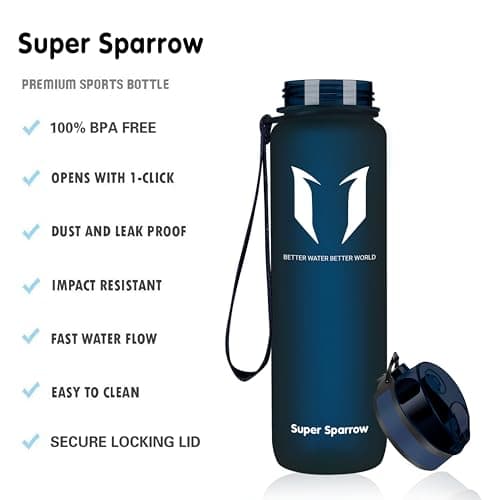 Super Sparrow Bouteille d'eau - Gourde - 750ml - sans BPA - Convient pour Le Sport, la randonnée, l'école, Le Bureau, en Plein air