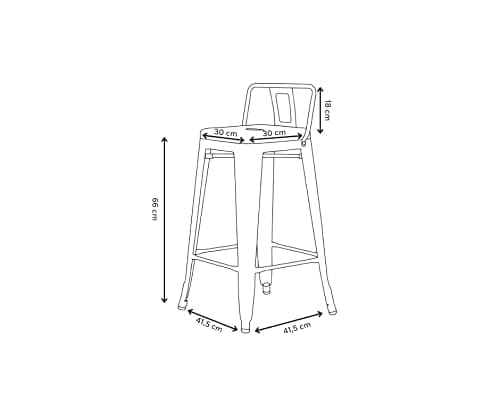 Kosmi - Tabouret de Bar en métal Brut Silver avec Dossier - Hauteur Assise 66cm