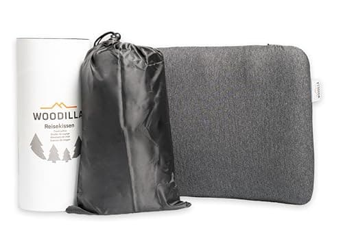 WOODILLA Oreiller de Voyage de, Dimensions 50x30x10 cm Oreiller en Mousse à mémoire de Forme avec Sac de Transport, Oreiller de Voyage Portable pour l'avion, la Voiture ou Le Camping en Plein air