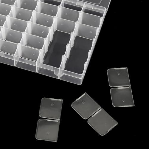 ZOENHOU Lot de 6 boîtes de rangement à 36 compartiments, en plastique, réglables, avec séparateurs amovibles, boîte de rangement transparente avec compartiments et couvercle pour petites pièces,