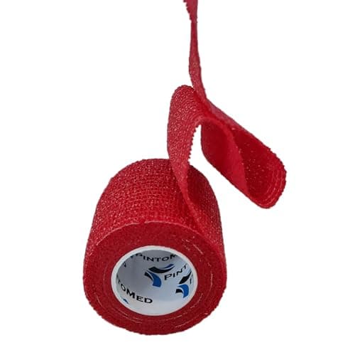PintoMed - Bandage Cohésif - 10 Rouleaux Rouge X 5 cm X 4.5 m Autoadhésif, Sports Bande, Premiers Secours Adhésif, Vet Wrap