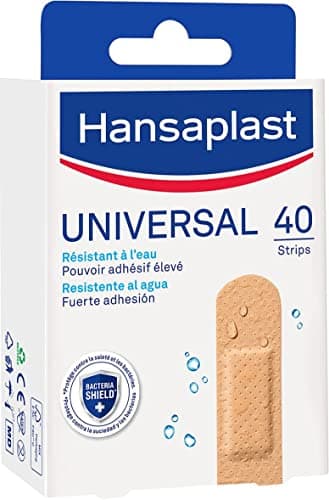 HANSAPLAST UNIVERSAL 40 pansements, Pansements résistant à l’eau et à la poussière, Pansements stériles prédécoupés pour toute la famille