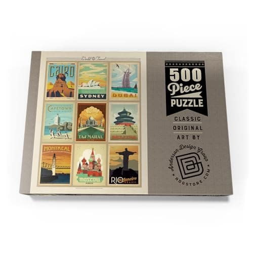 MyPuzzle World Travel, Collage, Poster Vintage - Premium 500 Pièces Puzzle - Collection spéciale MyPuzzle de Anderson Design Group