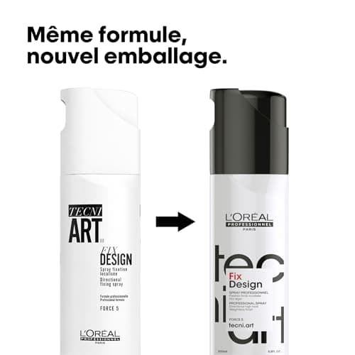 L'Oréal Professionnel, Spray Coiffant Fix Design, Force 5, Fixation et Tenue Longue Durée & Cheveux Brillants, Anti-Frisottis, Sans Résidus, Non Collant & Non Gras, Tecni Art 200 ml