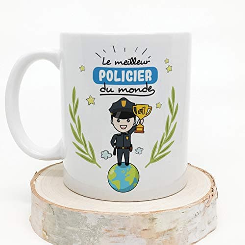 Mugffins Policier Tasses Originales de café et Petit-déjeuner à Donner Travailleurs Professionnels - Meilleur Policier du Monde - Céramique 350 ML