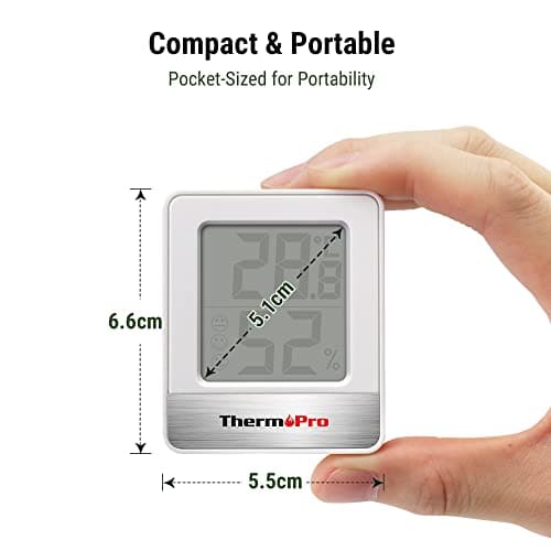 ThermoPro TP49 Petit Hygromètre Numérique Thermomètre Intérieur Thermomètre D'ambiance Moniteur de Température et Humidimètre pour Le Confort du Bureau à Domicile Thermomètre de Reptile