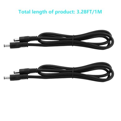 LANMINGLEL Câble Adaptateur Secteur DC 5,5x2,1mm 3,3ft DC 5521 rallonge mâle 12v DC Fil pour caméra de sécurité, Bande LED, Surveillance IP CCTV. Pack de 2 (mâle à mâle)