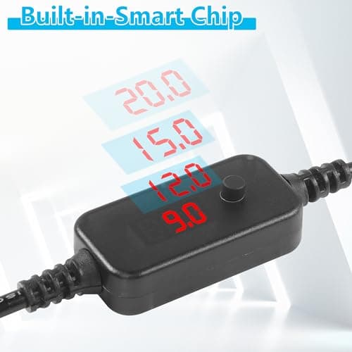 CERRXIAN Câble adaptateur USB C vers DC PD de 1,6 m avec 10 embouts de connexion, câble d'alimentation de type C vers DC, tension réglable 5 V-9 V-12 V-15 V-20 V PD, câble de charge rapide