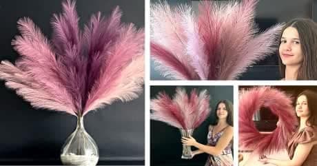 GEFIRE Lot de 30 Fleurs séchées Violettes Herbe de la Pampa séchée Décoration de Fleurs séchées Décoration bohème pour Mariage, Salon
