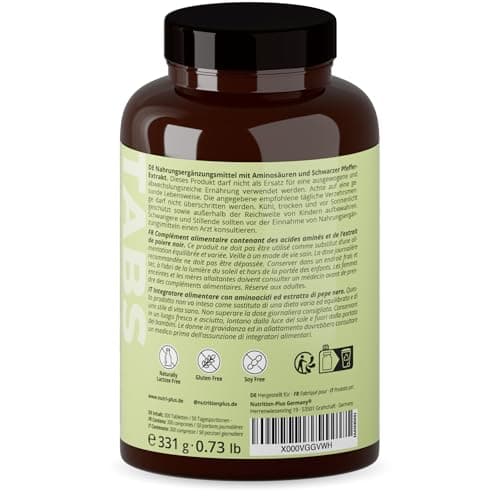 EAA comprimés hautement dosé + végétalien - 300 comprimés de 1025mg chacun - acides aminés essentiels - sans glucides + stéarate de magnésium - supplément d'acides aminés