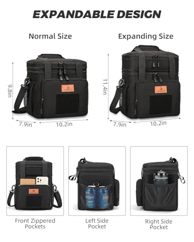 HSHRISH Sac Isotherme Repas,Sac Isotherme Double Couche pour Hommes et Adultes, étanche et Durable pour Le Travail, l'extérieur et Le Pique-Nique 15L, Noir