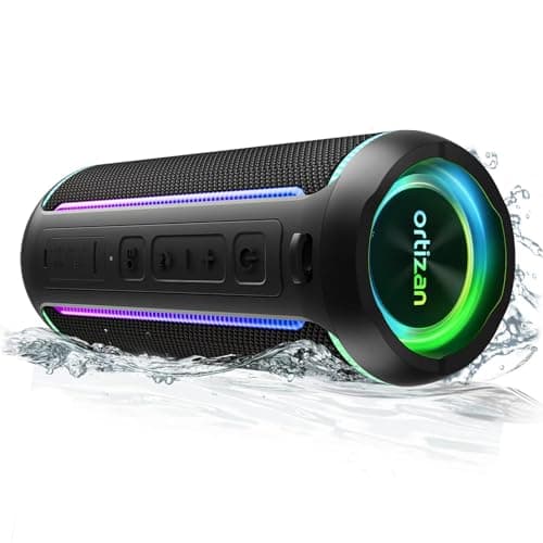 Ortizan Enceinte Portable Bluetooth 5.3, Haut-Parleur Puissant 40W, Double Appairage Stéréo, Lumière LED RVB, IPX7 étanche, AUX, Carte TF
