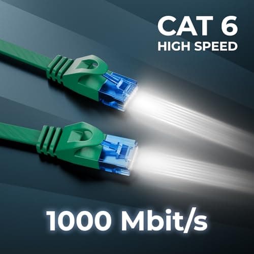 deleyCON 10x 1m CAT6 Câble Réseau Plat 1000 Mbit Gigabit LAN - Cat 6 RJ45 Ethernet Câble de Raccordement Câble de Pose fin Plat - pour Internet Switch Routeur Modem Panneau de Brassage - Coloré