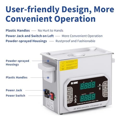 DK SONIC professionnel Nettoyeur à ultrasons Nettoyeur sonique 3L avec chauffage et panier pour prothèse dentaire, petites pièces métalliques, disque, circuit imprimé, outils de laboratoire, etc.