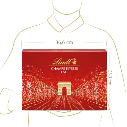 Lindt - Boîte CHAMPS-ÉLYSÉES Lait - Assortiment de Chocolats au Lait - Pralinés, Croustillants et Onctueux - Idéal pour Noël, 482g