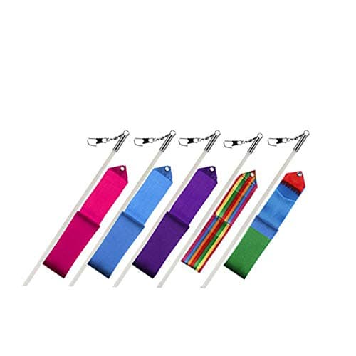 Trimming Shop Ruban de Gymnastique Rythmique avec bâton de Danse virevoltant pour Enfants, Danse Artistique, activités d'entraînement de Gymnastique, 4 mètres, 5 Couleurs Assorties