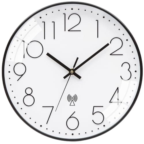 VINILITE Horloge Murale Radio Pilotée Design Moderne avec Movement Silencieux et sans Tic-Tac Pendule Murale de 30cm pour Salon, Cuisine, Bureau, Chambre