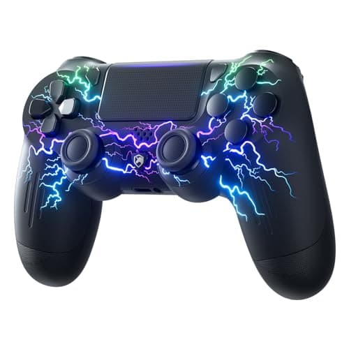 ECHTPower Manette pour PS4, Manette sans Fil Pro avec Lumière LED, Batterie Rechargeable 1000mAh, Prise Audio 3,5 mm, 6 Axes et Dual Vibration, Compatible PS4/ Slim/Pro et PC Windows(Filaire)