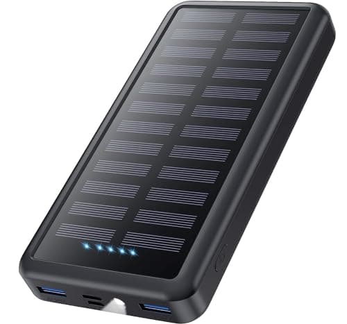 Batterie Externe 26800mAh, Solaire Power Bank USB C 15W PD 3.0A Charge Rapide, 3 Sorties 3 Entrées Chargeur Solaire avec LED Lampe de Poche Batterie Portable Compatible avec iPhone/Samsung etc