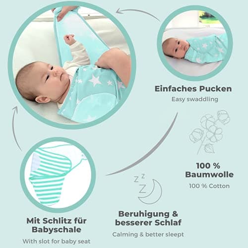 Lilly and Ben® Sac de Couchage emmaillotage bébé - S/M (0-3 Mois) - Gigoteuse-s emmaillotage Swaddle Wrap - Lot de 2
