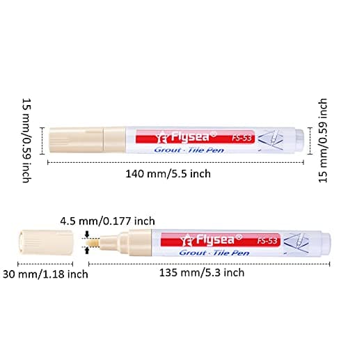 Outus 6 Pièces Stylo de Carrelage Stylo de Restauration de Coulis Mural Marqueur de Réparation Stylo Remplissage de Coulis pour Restauration Coulis de Carrelage Mur Sol Cuisine (Beige)