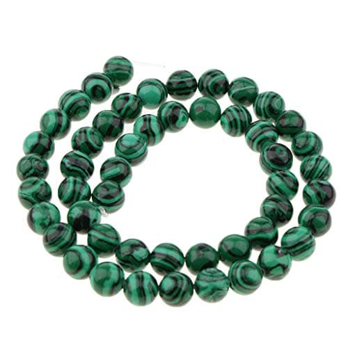 Harilla Perles Rondes Brin Malachite Pierres Perles Rondes Charmes pour la Fabrication de Bijoux DIY, 8mm