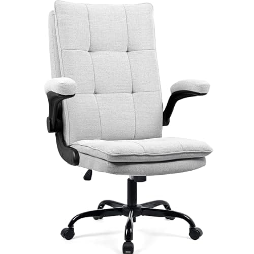BASETBL Chaise de Bureau, Fauteuil de Bureau Ergonomique de Direction en Tissu avec accoudoirs Pliables, Chaise Gaming réglable en Hauteur, Dossier à Double épaisseur, supporte jusqu'à 150 kg, Gris