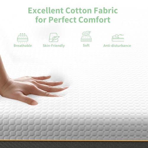 wowttrelax Matelas 140x190, Épaisseur 20 cm, Mousse à Mémoire de Forme Haute Densité, Dureté Moyenne et Rebond Élevé, Tissu Confortable et Respirant, Antibactérien et Anti-poussière, Durable