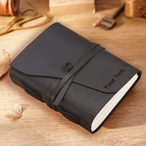 Jacklin F Carnet en cuir personnalisé avec votre texte pour maman femme homme lui | Carnet de notes en cuir Journal Journal personnalisé | Cadeau personnalisé pour les enseignants en fin de scolarité