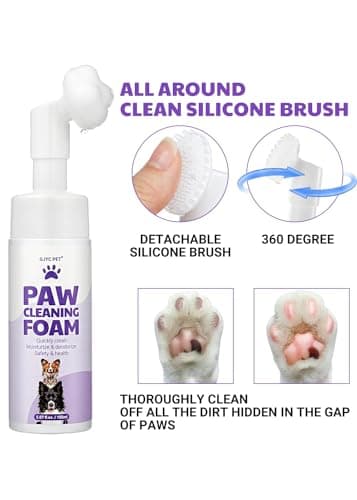 GJYC PET Mousse Nettoyante sans Rinçage pour Pattes - Nettoyant sans Eau avec Brosse en Silicone Améliorée pour Chiens et Chats