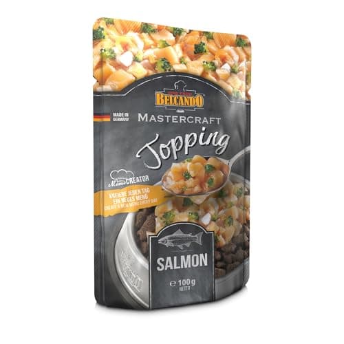 BELCANDO Mastercraft Topping [12x100g Multipack sorte “Saumon“] Nourriture Humide pour Chiens | sans céréales | Variété Pure | Complément Alimentaire pour Chiens